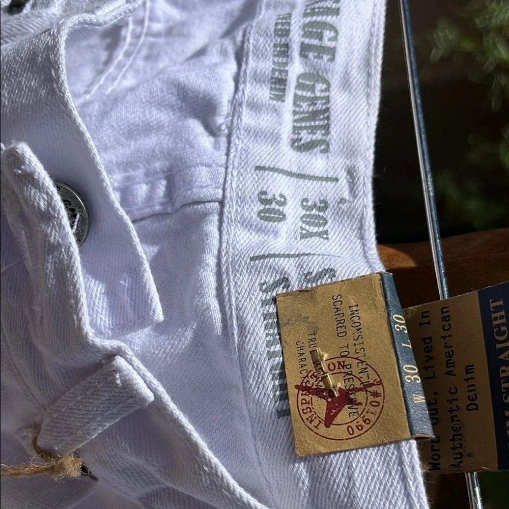 Vintage Genes White Denim Jeans Slim Straight 30X